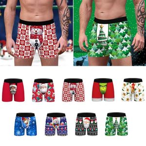 Mutande Xmas Print Mens Christmas Underwear Boxer Spandex Homme 3D Boxer Shorts Uomo Boxer Uomo Taglia Plus