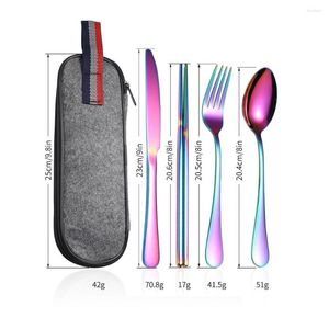 Dinnerware Sets Dinner Set Cutlery Stainless Steel Tableware Knife Fork Spoon With Box Western Tools Picnic Portable Gold