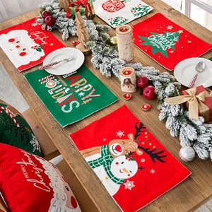 Table Cloth Christmas Holiday Placemats Reversible Burlaps Home Decors 44 28cm