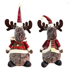 Christmas Decorations Cute Plush Elk Sitting Doll Table Ornament Home Decoration Festival Children Gifts