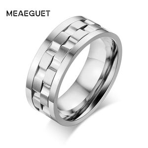 Anelli a fascia Girevole Spinner Ring Matrimonio Solido acciaio inossidabile Gear Design 9mm Gents Party Gioielli hip-hop Goccia