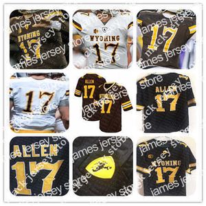 Бейсбол в колледже носит мужчины NCAA Wyoming Cowboy 17 Josh Allen College футбольные майки Stitcehd Brown White S-3XL