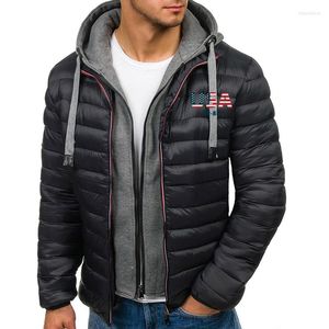 Herren Daunenmantel ZOGAA Winter Warmer Kapuzenmantel Herrenjacke Schädeldruck USA Bubble Mäntel Plus Größe S-XXXL Herrenbekleidung Jacken Mäntel