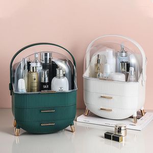 Storage Boxes Green Transparent Makeup Organizer Bathroom Cosmetic Box Drawer Dustproof Desktop Birthday Gift Drop