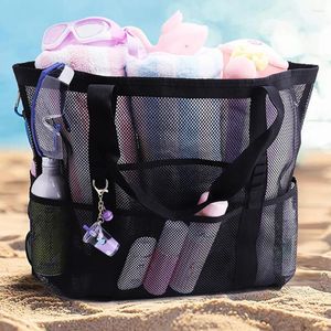 Duffel Bags Beach Mesh Bag Hollow Out Waterproof Sandproof Multi-pocket Reinforced Handle Large Capacity Foldable Grocery Toy Tote