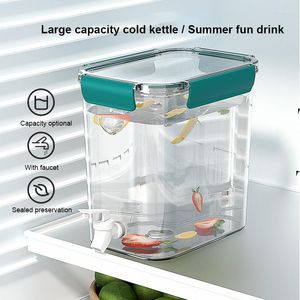 Aufbewahrungsboxen 4.5L K￼hlschrank Kaltwasserkrug Haus K￼che mit Wasserhahn gro￟er Kapazit￤t Limonadensaft Kunststoff K￼hleimer