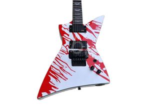 Lvybest White Body Electric Guitar with Rosewood Fretboard Black Hardware Red Sticker Provide Customized Services