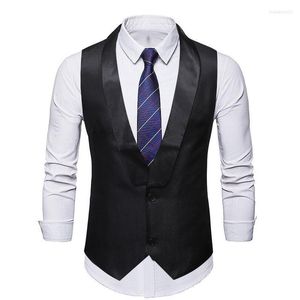 Kamizelki męskie męskie kołnierze czarny szal kamizelka 2023 marka Slim Fit Wedding kamizelka Męska Biznes Formalny sukienka Chaleco Hombre Stra22