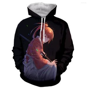 Herrhuvor Rurouni Kenshin Samurai Roliga mode Långa ärmar 3D -tryck dragkedja/hoodies/tröjor/jacka/män/kvinnor