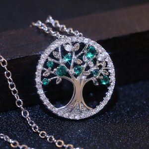 Pendant Necklaces Trendy Rhinestones Crystal Tree Women's Necklace Engagement Wedding Accessories Fashion Jewelry