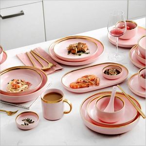 プレートPhnom Penh Rose Ceramic Plate Set Kitchen Tablewareサラダボウルライスカップ1pc