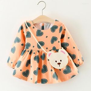 Mädchen Kleider 2 Teile/sätze Infant Baby Geburtstag kinder Langarm Baumwolle Kleid Herbst Kleinkind Kleidung Mädchen Plüsch Bagpack Sets