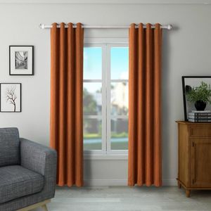 Curtain Orange Thermal Insulated Blackout Curtains For Living Room Bedroom Windows Solid Red Eyelets Drapes Luxury Home Decor