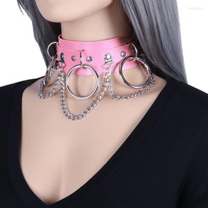 Choker Chokers Sexy punk kołnierz skórzana niewoli cosplay gotycka biżuteria kobiety naszyjnik metalowy harajuku akcesoria Pear22