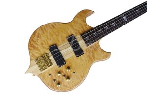 Lvybest 4 Strings Electric Bass Guitar with Rosewood Fingerboard Neck Through Body Maple Quilted Veneer Provide Customized Service