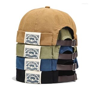 Berets Fashion Men Cotton Brimless Skullies Cap Vintage Dome Hat Solid Street Portable Hats Summer Multipurpose Beanie Hip Hop