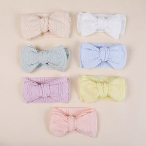 Band bowknot nyfödd baby flicka turban mjuk båge spädbarn beanie pannband småbarn hår tillbehör 1469