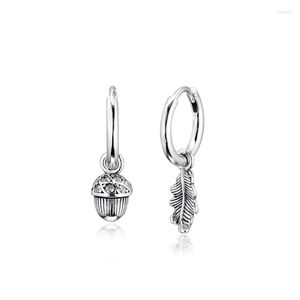 Kolczyki obręcze CKK Acorn Leafe kolczyki dla kobiet srebrne srebrne 925 biżuteria Pendientes Układanie uszy Brincos aretes