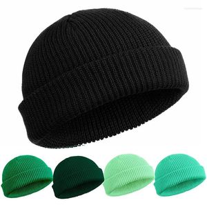 Beretti 2023 Fashion Men Cappelli a maglia da maglieria Boy Skullcap Sailor Caps Cuffs Short Cappello Short Unisex Winter Warm Cap Roll-up Edge