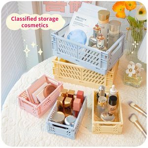 Storage Boxes Ins Mask Box Cosmetic Organizer Desktop Skin Care Lipstick Eye Shadow Folding Debris Stackable Basket Rack Kawai