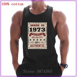 Tampas de tanques masculinas feitas em 1973 Vintage Sportswear Gyms Men Cotton Vest Compression Bodybuilding Tanktop