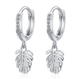 Dangle Earrings Brilliant Crystal Leaf Gold Drop For Lady Accessories Top Quality Sterling 925 Silver Earring Women Charm Ear Bijou & Chande