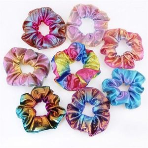 Pz/lotto Glitter Bling Metallico Donne Grandi Scrunchies Corda Elastica Colorata Porta Coda di Cavallo Per Le Ragazze Anello di Capelli Accessori