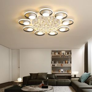 Ceiling Lights Modern Rings Chandelier Black LED Crystal Plafonnier For Home Fixture Living Room Bedroom Kitchen LampCeiling