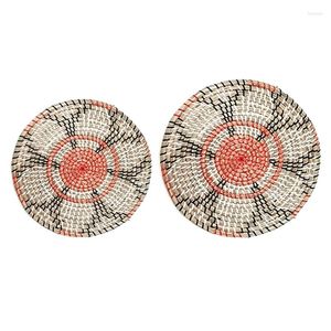 Table Mats OOTDTY Japanese Style Straw Placemat Hand-woven Dining Mat Insulation Pad Heat Resistant Pot Holder