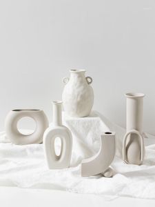 Vases Nordic Ins Ceramic Vase Home Decoration Art Craft Shandicraft Irregular Line Flowerpot Ornament Gifts