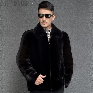 Ecopelle da uomo AKOOSUN Cappotto di visone da uomo Pelliccia vera Giacca invernale calda da uomo Cappotti e giacche naturali marroni Cappotto corto di lusso Uomo 6906 K