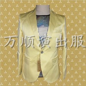 Herrenanzüge Blazer Gelb Blau Kleidung Männer Designs Masculino Homme Terno Bühnenkostüme Für Sänger Jacke Blazer Dance Star Stil 4XL