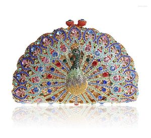 Torby wieczorowe BL014 Luksusowa kryształowa torba Peacock Clutch Diamond Party Torebka Pochette Soiree Women torebka ślub