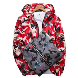 Erkek Ceketler Erkek Bahar Sonbahar Katlar Erkek Günlük Kamuflaj Kelebek Baskı Giysileri Fermuar Hoodie Ceket Windbreaker Dropmen's