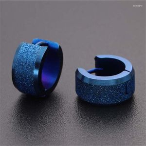 Stud Earrings Simple Big Wide Blue Color Round High Quality For Women Men Stainless Steel Scrub Ear Clip Fashion JewelryStud Dale22