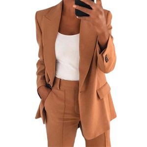 Women's Suits & Blazers Formal Women Blazer Jacket Summer Solid Color Turndown Collar Long Sleeve Buttons Dress ClothingWomen's