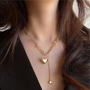 Ketten Goldkette Halsketten für Frauen Liebe Herz Zirkon Anhänger Halskette Damen Charms Eleganter Schmuck Geschenk