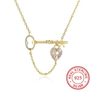 Collane con pendente Cristalli austriaci romantici Maxi collana con serratura a chiave per donna Collare con gioielli in argento sterling 925 Bijoux