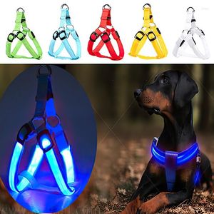 Dog Collars LED USB Rechargeable Harness Flashing Walking Adjustable Pet Collar Light Night Safety Glowing