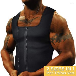 Men's Body Shapers Men Waist Trainer Reducing Vest Neoprene Slimming Shaper Sweat Sauna Shapewear Weight Loss Belly Double Zipper Tank Top