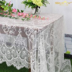 Tovaglia 150 * 300 cm Tovaglia decorativa in pizzo bianco per decorazioni per la casa, per feste di nozze