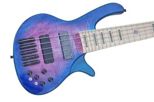 Lvybest Electric Guitar Factory Custom 5 Strings Blue and Purple Body con pickup attivi hardware nero Offerta personalizzata