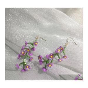 Dingle ljuskronor handgjorda söta lila grenblommaörhängen 2022 strandsemester pendientes mujer droppleverans smycken dhk93