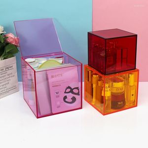 Storage Boxes Desktop Home Decoration Box Cosmetics Lipstick Office Acrylic Cover Small Dust Transparent