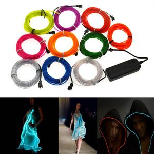 Remsor LED 5M Glow El Wire DIY Flexibel Neon Light Rope Tape Cable String för festdansbildekoration