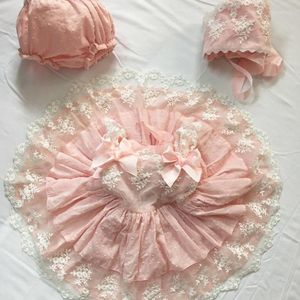 Kız Elbiseler Çocuk Butik Giyim Küçük Kızlar İspanyol Pembe Dantel Bebek İspanya Lotia Frocks Bebek yjj003