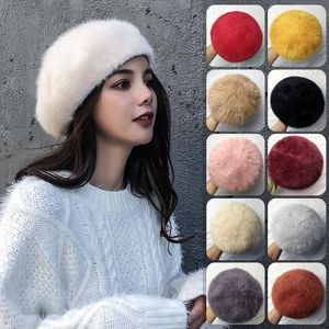 Berretti da donna moda imitazione visone berretto berretto di peluche cappello autunno inverno caldo morbido berretto in pelliccia sintetica berretto casual da pittore