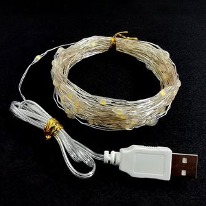 Strängar mätare led strängljus dekoration USB -driven fariy garland julbröllopår utomhusrum dekorerad