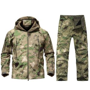 Herrjackor taktiska softshell kamouflage jacka kostym män armé vindbrytare vattentäta jaktkläder set militär fleece uniformers