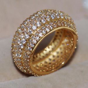 Cluster Rings Size 5-11 Handmade Chongcong Luxury Jewelry 10KT Yellow Gold Filled Pave 5A CZ Zirconia Women Engagement Band Finger Ring Gift